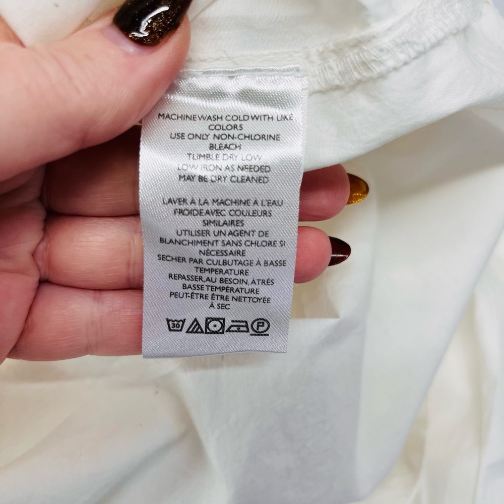 Anthropologie Maeve Henley Popover Shirt in white cotton poplin‎ - Picture 6 of 12